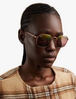 Ray Ban Womens Gold Rb3694 Jim Hexagonal-frame Metal Sunglasses In Gold