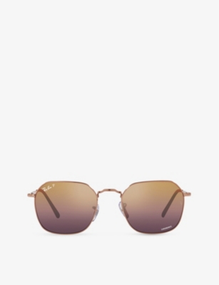 Ray Ban Ray-ban Womens Gold Rb3694 Jim Hexagonal-frame Metal Sunglasses