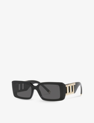Shop Tiffany & Co Tf4197 Rectangle-frame Acetate Sunglasses In Black