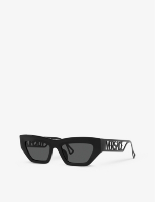 Shop Versace Women's Black Ve4432u Irregular-frame Acetate Sunglasses