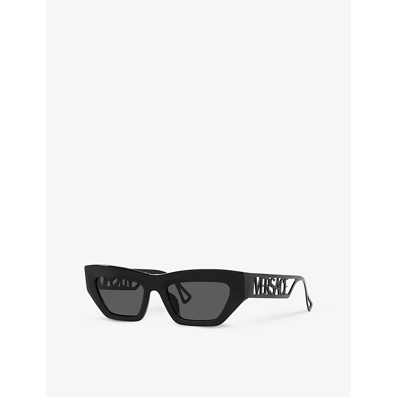 Shop Versace Women's Black Ve4432u Irregular-frame Acetate Sunglasses