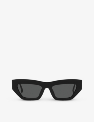 Versace Logo-embossed Rectangle-frame Sunglasses In Black