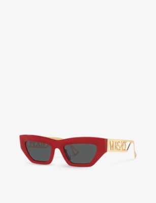 Shop Versace Women's Red Ve4432u Irregular-frame Acetate Sunglasses