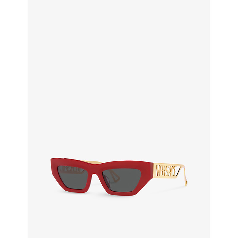 Shop Versace Women's Red Ve4432u Irregular-frame Acetate Sunglasses