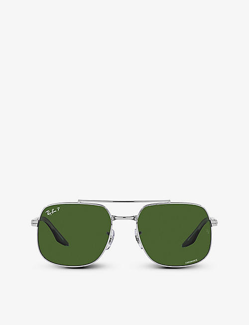 RAY-BAN: RB3699 polarized polished-metal sunglasses