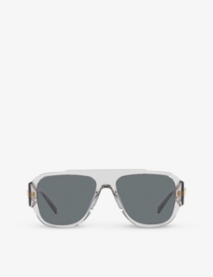 Shop Versace Women's Grey Ve4436u Pillow-frame Acetate Sunglasses