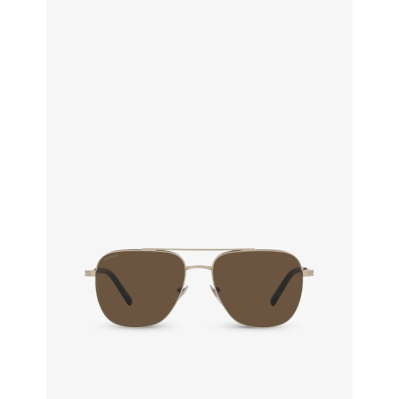 Bvlgari Womens Gold Bv5059 Pilot-frame Metal Sunglasses
