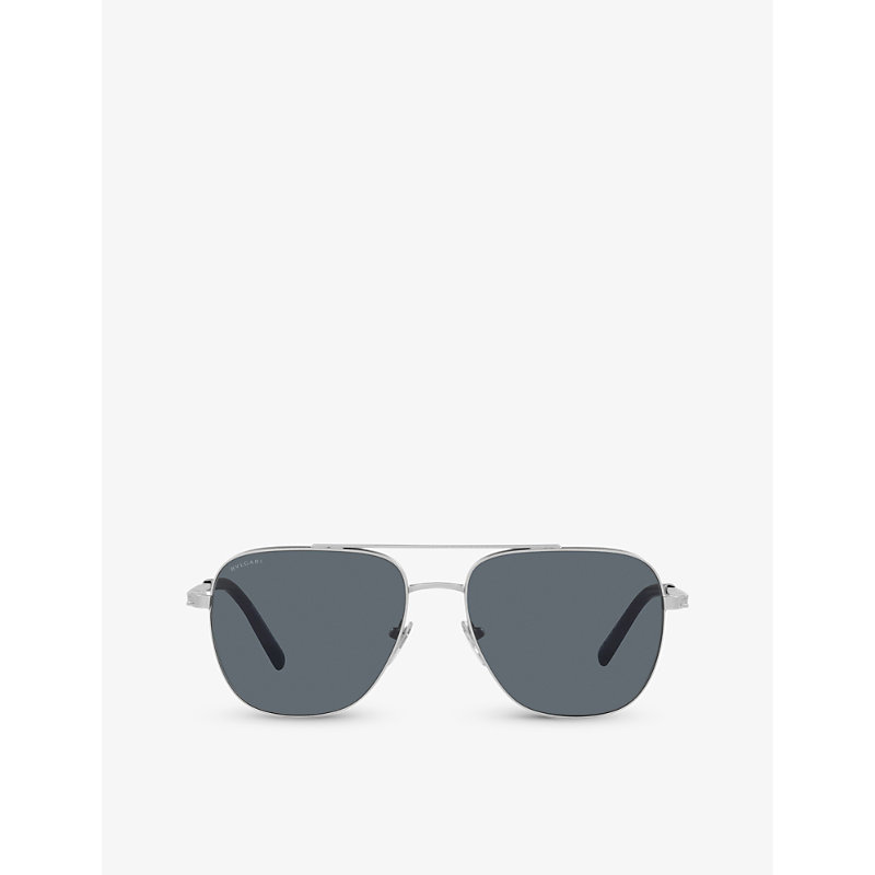 Bvlgari Womens Silver Bv5059 Pilot-frame Metal Sunglasses