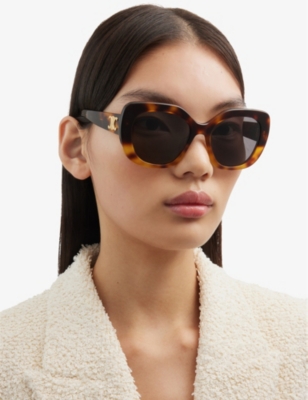 Celine Womens Brown Cl000366 Cl40226u Butterfly-frame Tortoiseshell Acetate Sunglasses In Brown