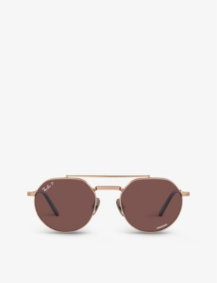 Ray Ban Ray-ban Womens Gold Rb8265 Jack Ii Aviator-frame Titanium Sunglasses In Rose Gold-tone