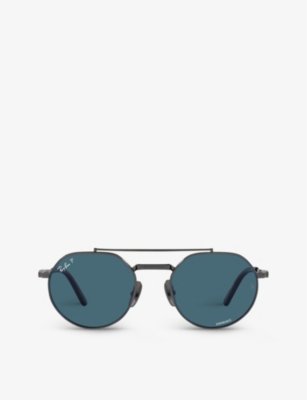 Ray Ban Ray-ban Womens Grey Rb8265 Jack Ii Round-frame Titanium Sunglasses