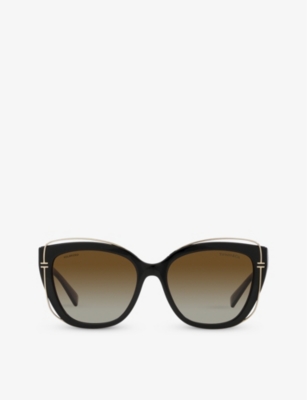 Shop Tiffany & Co Tf4148 Cat-eye Acetate Sunglasses In Black