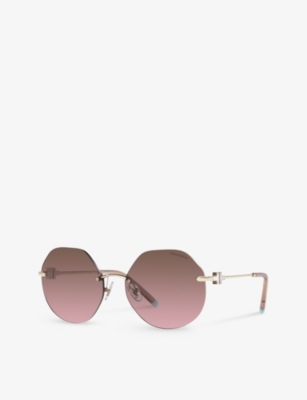 Shop Tiffany & Co Tf3077 Hexagonal-frame Acetate And Metal Sunglasses In Gold