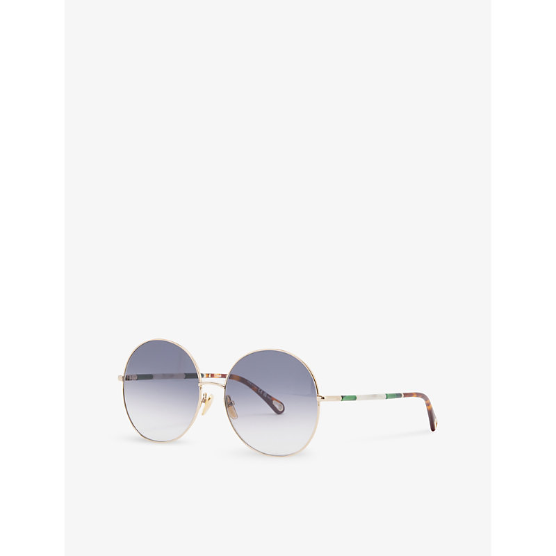 Shop Chloé Chloe Women's Gold Ch0112s Round-frame Metal Sunglasses