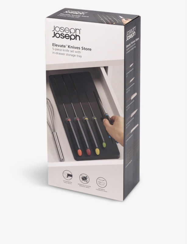 Elevate stainless-steel five-piece knife set and in-drawer tray