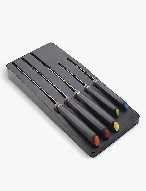 JOSEPH JOSEPH: Elevate stainless-steel five-piece knife set and in-drawer tray
