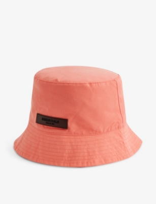 Essentials Pink Cotton Bucket Hat In Coral