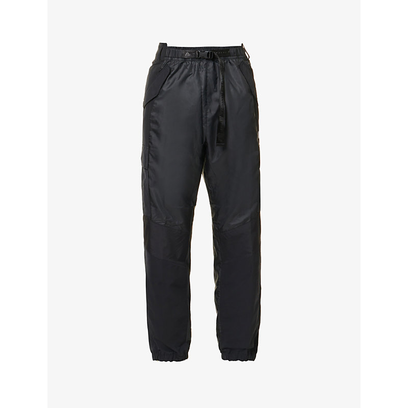Nike X Sacai Mens Black Integrated-belt Relaxed-fit Shell Trousers