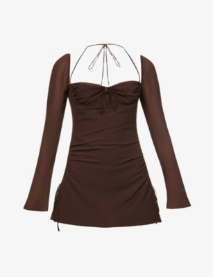 House Of Cb Baby Cut-out Crepe Mini Dress In Brown