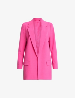 Allsaints Womens Hot Pink Aleida Open-front Single-breasted Stretch-woven Blazer In Hot Pink