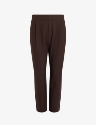 ALLSAINTS ALLSAINTS WOMEN'S CACAO BROWN ALEIDA TAPERED MID-RISE STRETCH-WOVEN TROUSERS,60092084