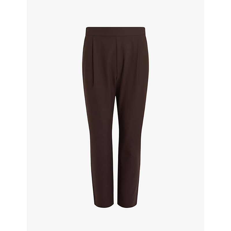 ALLSAINTS ALLSAINTS WOMEN'S CACAO BROWN ALEIDA TAPERED MID-RISE STRETCH-WOVEN TROUSERS,60092084