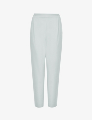 Allsaints Womens Iced Blue Aleida Tapered Mid-rise Stretch-woven Trousers