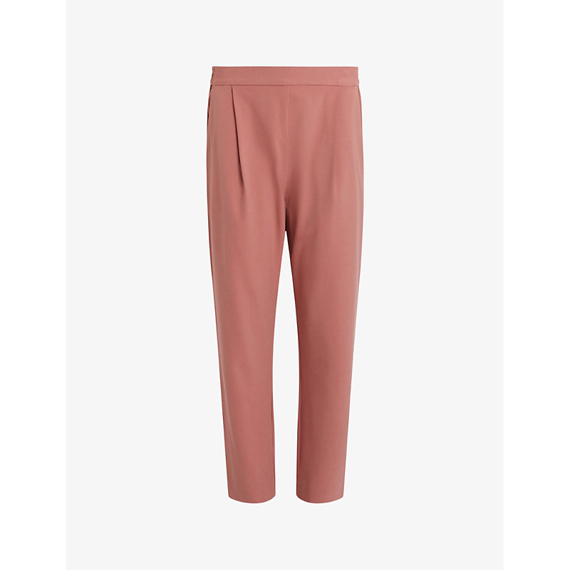 Shop Allsaints Women's Rich Pink Aleida Tapered Mid-rise Stretch-woven Trousers