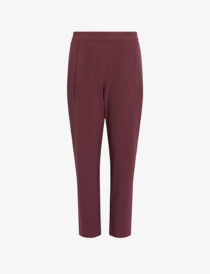 Allsaints Womens Urban Mauve Pi Aleida Tapered Mid-rise Stretch-woven Trousers