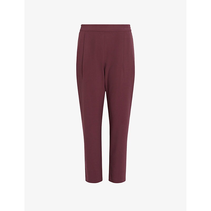 Allsaints Womens Urban Mauve Pi Aleida Tapered Mid-rise Stretch-woven Trousers