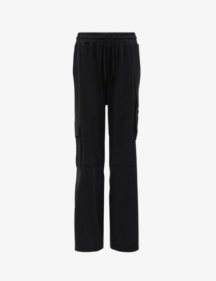 Shop Allsaints Women's Black Carissa Straight-leg Stretch-recycled Polyester Trousers