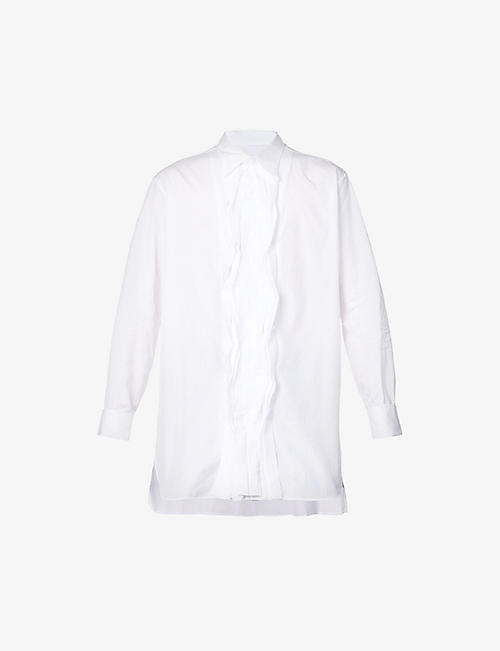 YOHJI YAMAMOTO: Frilled-placket relaxed-fit cotton-poplin shirt
