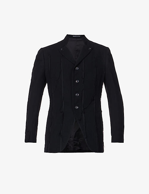 YOHJI YAMAMOTO: Stand-collar raw-panel wool-blend jacket