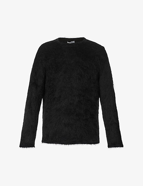 YOHJI YAMAMOTO: Crewneck textured-fit oversized-fit wool jumper