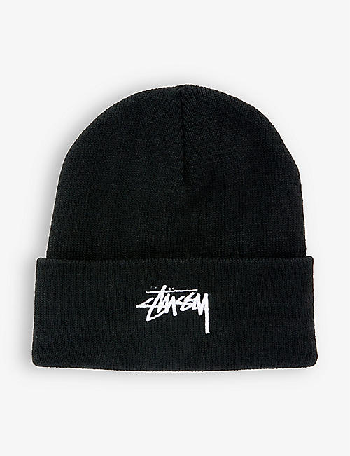 STUSSY: Stock logo-embroidered knitted hat