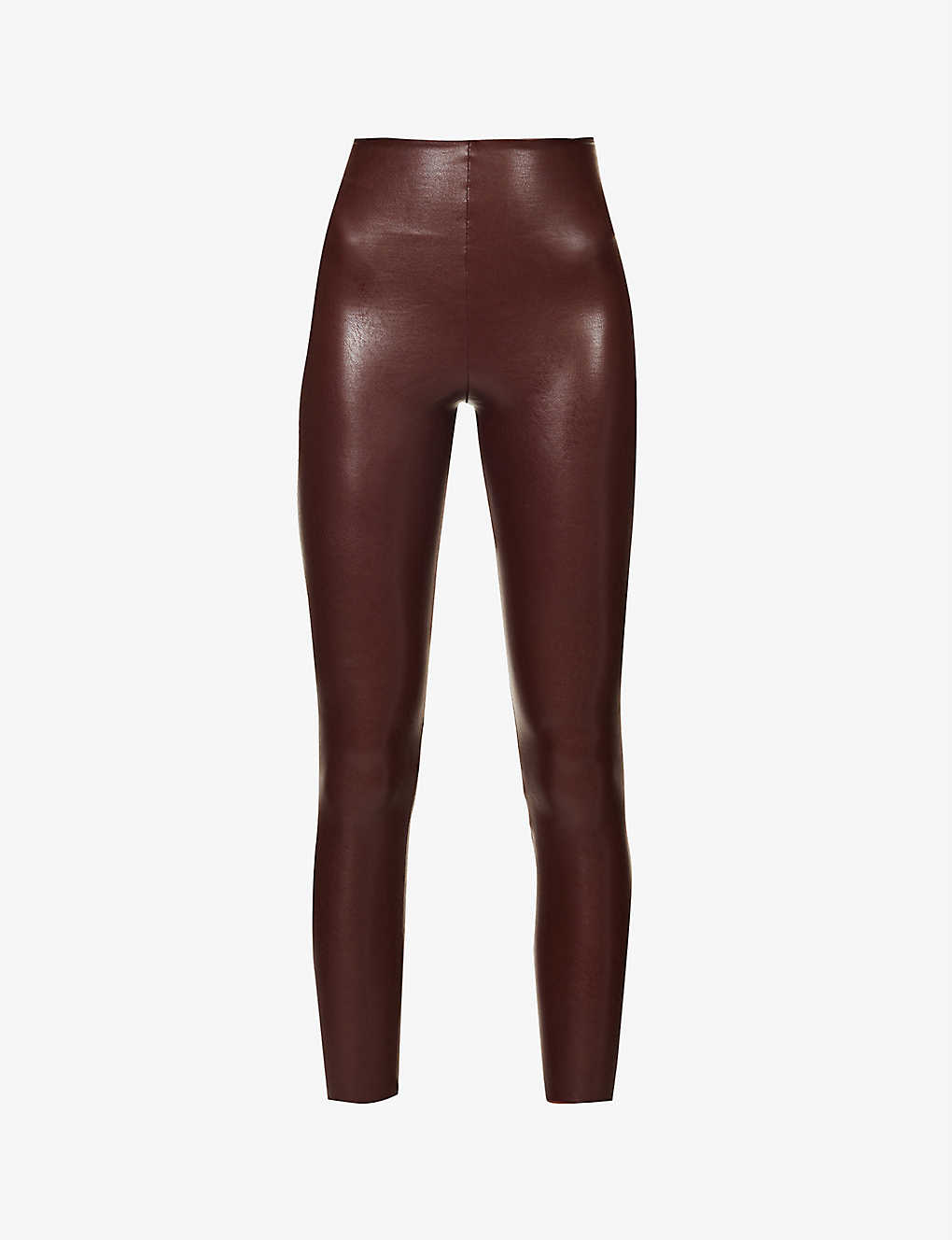 Shop Commando Slim-fit High-rise Faux-leather In Oxblood