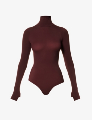 Commando Ballet Turtleneck Bodysuit With Thumb Holes In Raisin