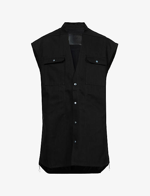 RICK OWENS: Jumbo open-collar oversized cotton-twill overshirt