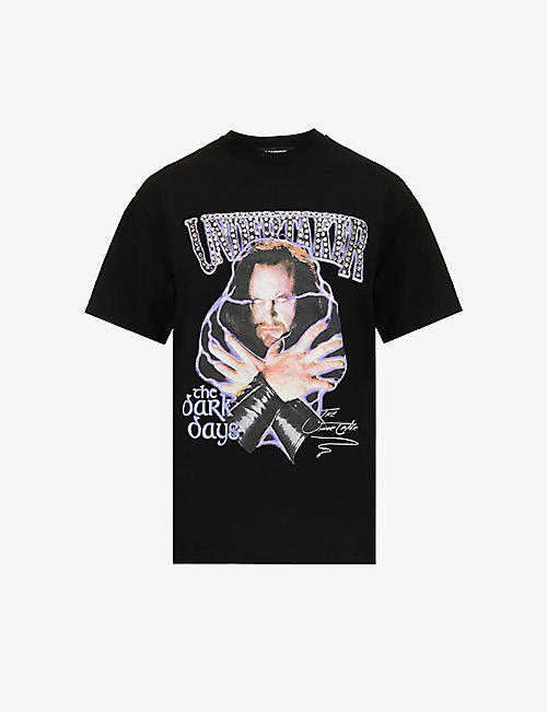 DOMREBEL: The Undertaker graphic-print crystal-embellished cotton-jersey T-shirt