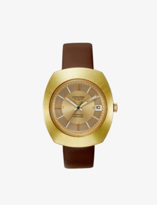 Reselfridges Watches Pre-loved Longines Admiral Brushed Gold Plate Automatic Watch In Gold Brown