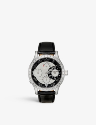 Reselfridges Watches Pre-loved Chopard L.u.c Regulator Quattro White Gold And Baguette Diamond Automatic Watch In Black Silver
