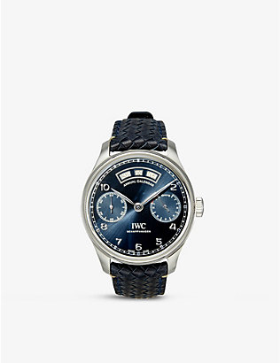 RESELFRIDGES WATCHES: Pre-loved IWC Schaffhausen Annual Calendar stainless-steel automatic watch