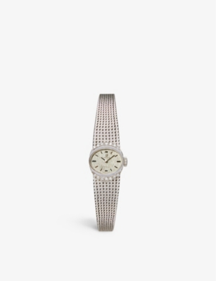 Reselfridges Watches Pre-loved Omega Geneve 18ct White-gold And 0.25ct Brilliant-cut Diamond Mechanical Watch In Silver