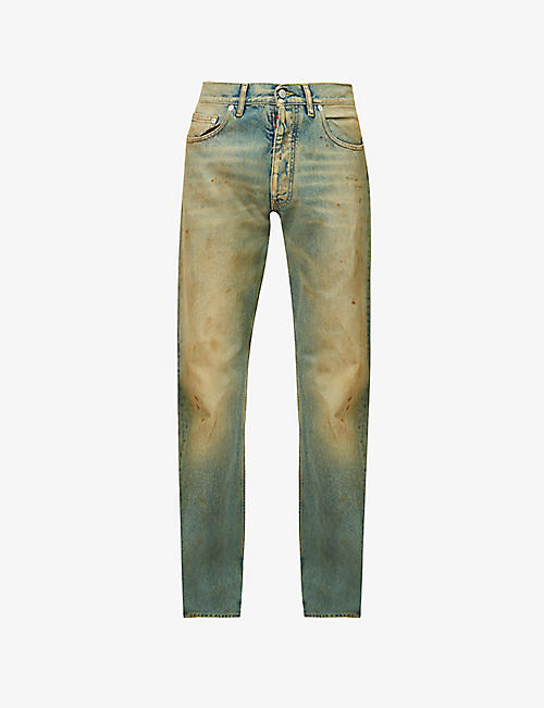 MAISON MARGIELA: Stained faded-wash slim-fit straight-leg jeans