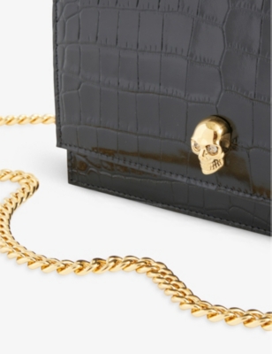 MCQUEEN: Skull small leather cross-body bag