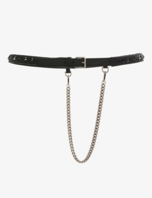 Alexander Mcqueen Chain-embellished Leather Belt In Black