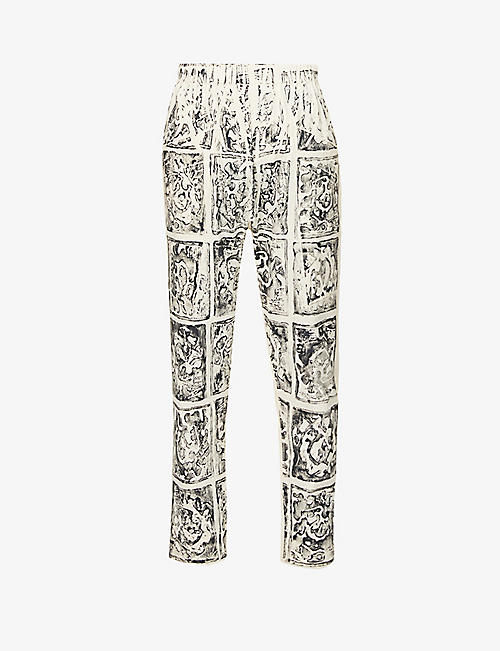 TOOGOOD: The Perfumer pattern-panel wide-tapered leg cotton-canvas trousers