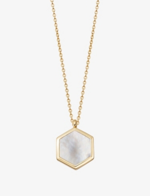 ASTLEY CLARKE: Deco 18ct yellow gold-plated vermeil sterling-silver and Mother of Pearl necklace