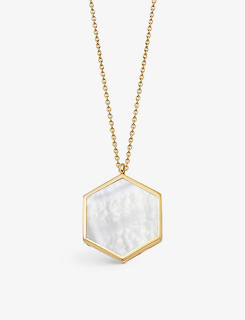 ASTLEY CLARKE: Deco Large 18ct gold-plated vermeil sterling-silver and mother of pearl necklace