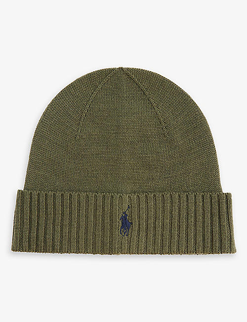 POLO RALPH LAUREN: Logo-embroidered merino-wool beanie hat